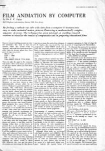 Film Animation by Computer 1966 E.E. Zajac New Scientist